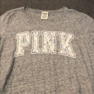 Pink sparkly tee shirt.